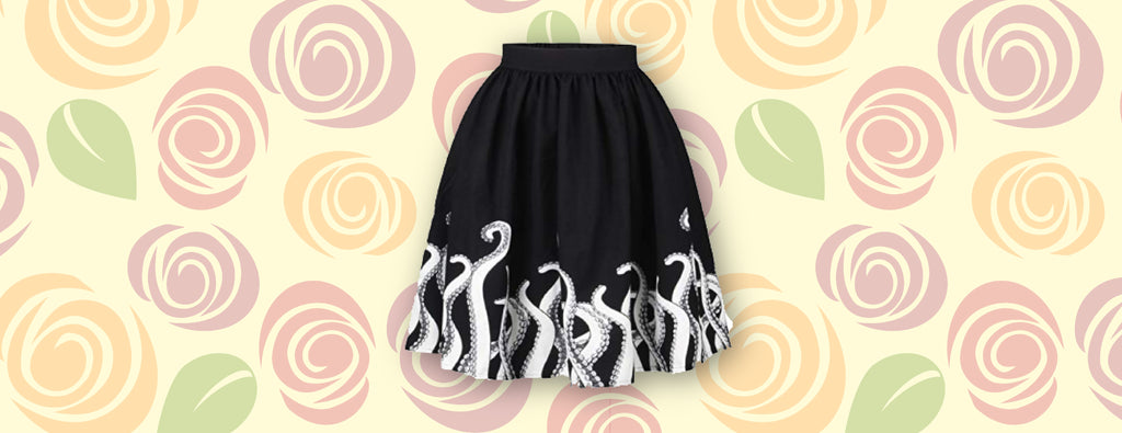little lady agency skirt with octopus print